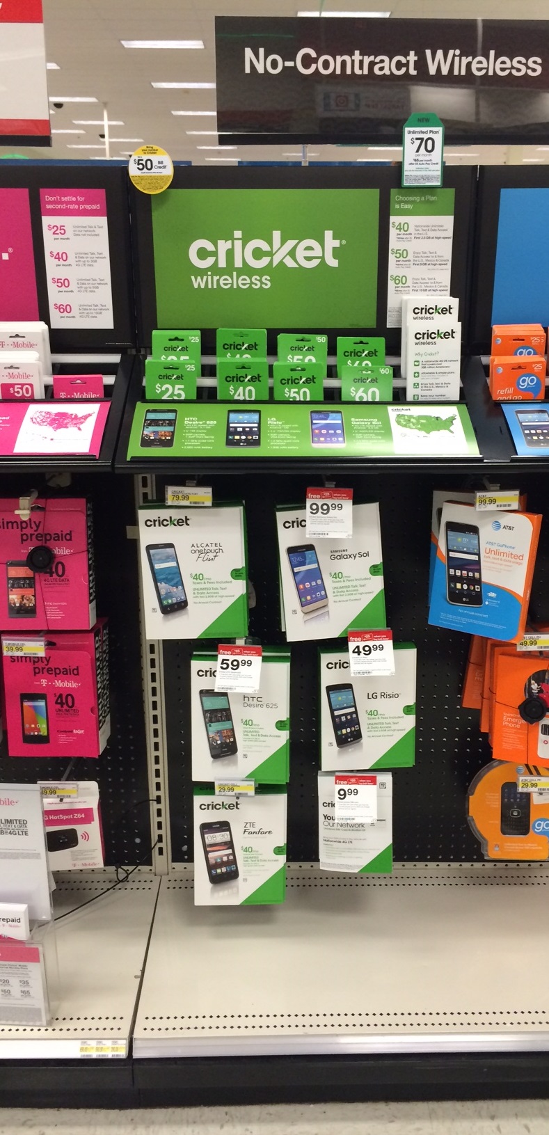 does walmart sell cricket phone cards