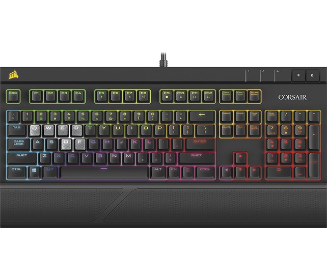 Corsair Strafe RGB Cherry MX Silent Gaming Mechanical Keyboard (Black ...