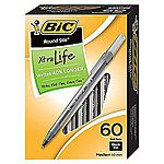 60-Pack Bic Round Stic Xtra Life Medium Ball Point Pens