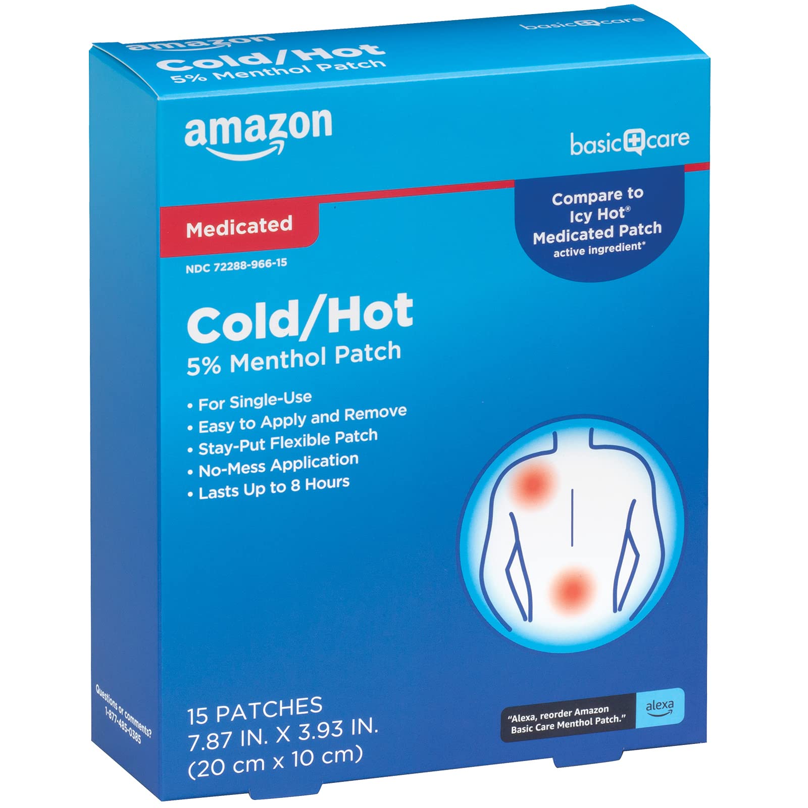 Amazon Basic Care Medicated Cold Hot Menthol Patch X Count Box Previously