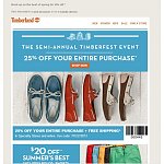 Timberland 25% off entire purchase + FS any order