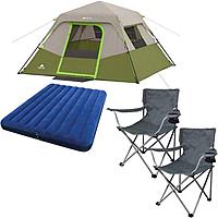 Ozark Trail 6-Person Tent w/ 2 Folding Chairs & Queen Airbed