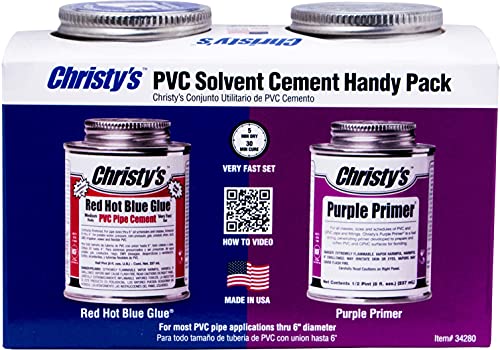 Christy S Handy Pack Red Hot Blue Glue Medium Body PVC Cement And Purple Primer Free