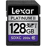 128GB Lexar Platinum II Class 10 SDXC Memory Card