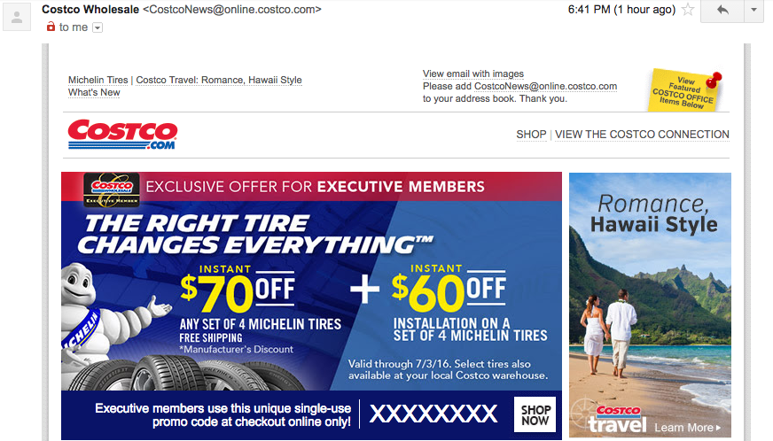 costco tire michelin promo code