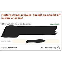 Kohls Mystery Savings Extra $  5 off today only ! Instore or Online