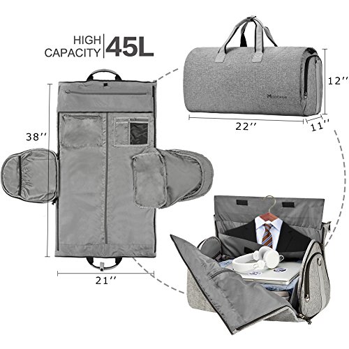 Convertible Garment Bag with Shoulder Strap, Modoker Carry on Garment Duffel Bag for Men Women - 2 in 1 Hanging Suitcase Suit Travel Bags $30.8