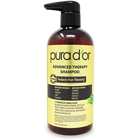 PURA D'OR Advanced Therapy Shampoo (16oz) Reduces Hair Thinning & Increases Volume $17.99 + FS with Prime
