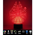 50%OFF Millennium Falcon Night Light 3D Illusion 7 Color Multicolored Changing w USB Powered Table Desk Lamp for Children Bedroom, Home Decor $6.49