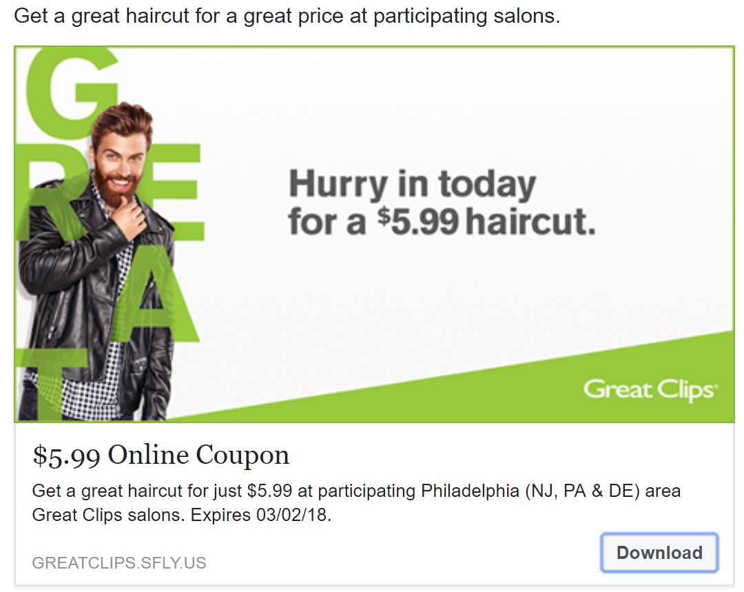 get a great haircut for just $5.99 at participating philadelphia (nj