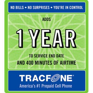 Tracfone card 1 Year of Service & 400 Minutes  $74.99 & free shipping