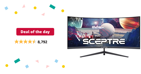 Deal of the day: Sceptre 30-inch Curved Gaming Monitor 21:9 2560x1080 Ultra Wide Ultra Slim HDMI DisplayPort up to 200Hz Build-in Speakers, Metal Black (C305B-200UN1) - $169.97
