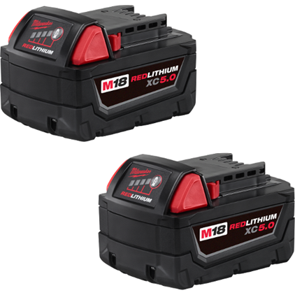 Milwaukee 48-11-1852 M18 18V 5.0Ah REDLITHIUM XC Extended Battery TWO PACK + Free M18 tool @ maxtool $169.15