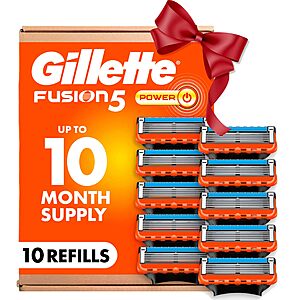 Amazon S&S Gillette Fusion5 Power Razor Refills for Men, 10 Razor Cartridges, Larger Lubrication Strip, Precision Trimmer, 5-Blade Razor Blades for Close Shave