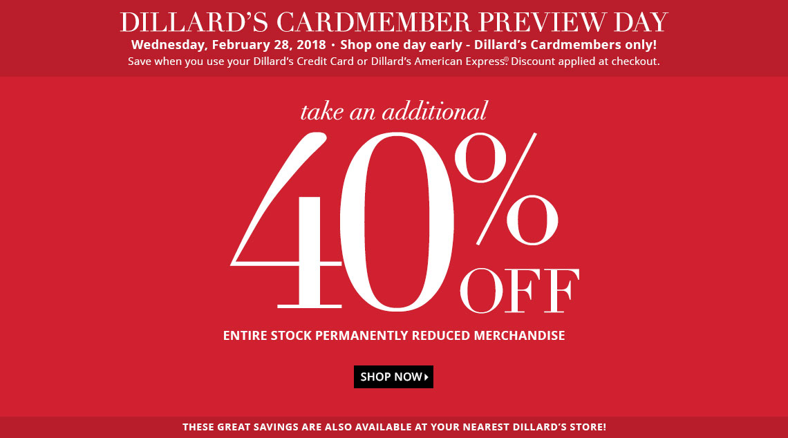 Dillards extra 40% off clearance 0 store and online - 0