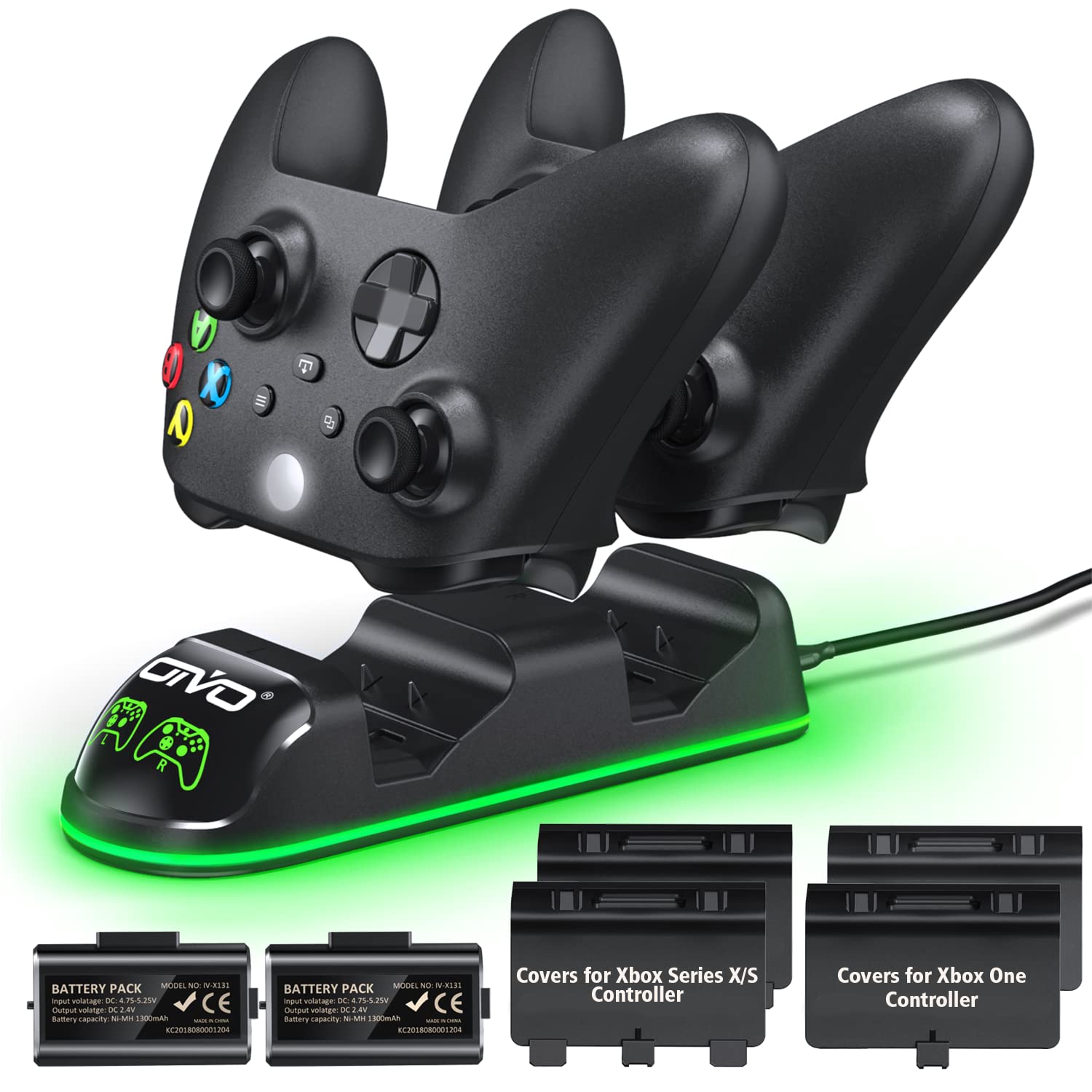 OIVO xbox Controller Charger Station with 2 1300mAh  Batteries for Xbox Series X/S/One/Elite/Core Controllers $9.99