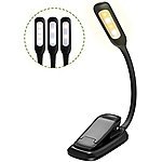 4 LED clip on book light 2 cool white 2 warm white micro usb rechargeable and flexible neck $8.96 with prime a/c