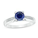 Zales: 6.0mm Lab-Created Blue Sapphire and Diamond Accent Ring in Sterling Silver $29.99 + Free S/H