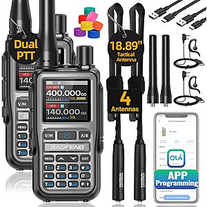 2-Pk Baofeng UV-5R Mini 5W Dual Band Handheld Ham Radios w/ USB-C Charging