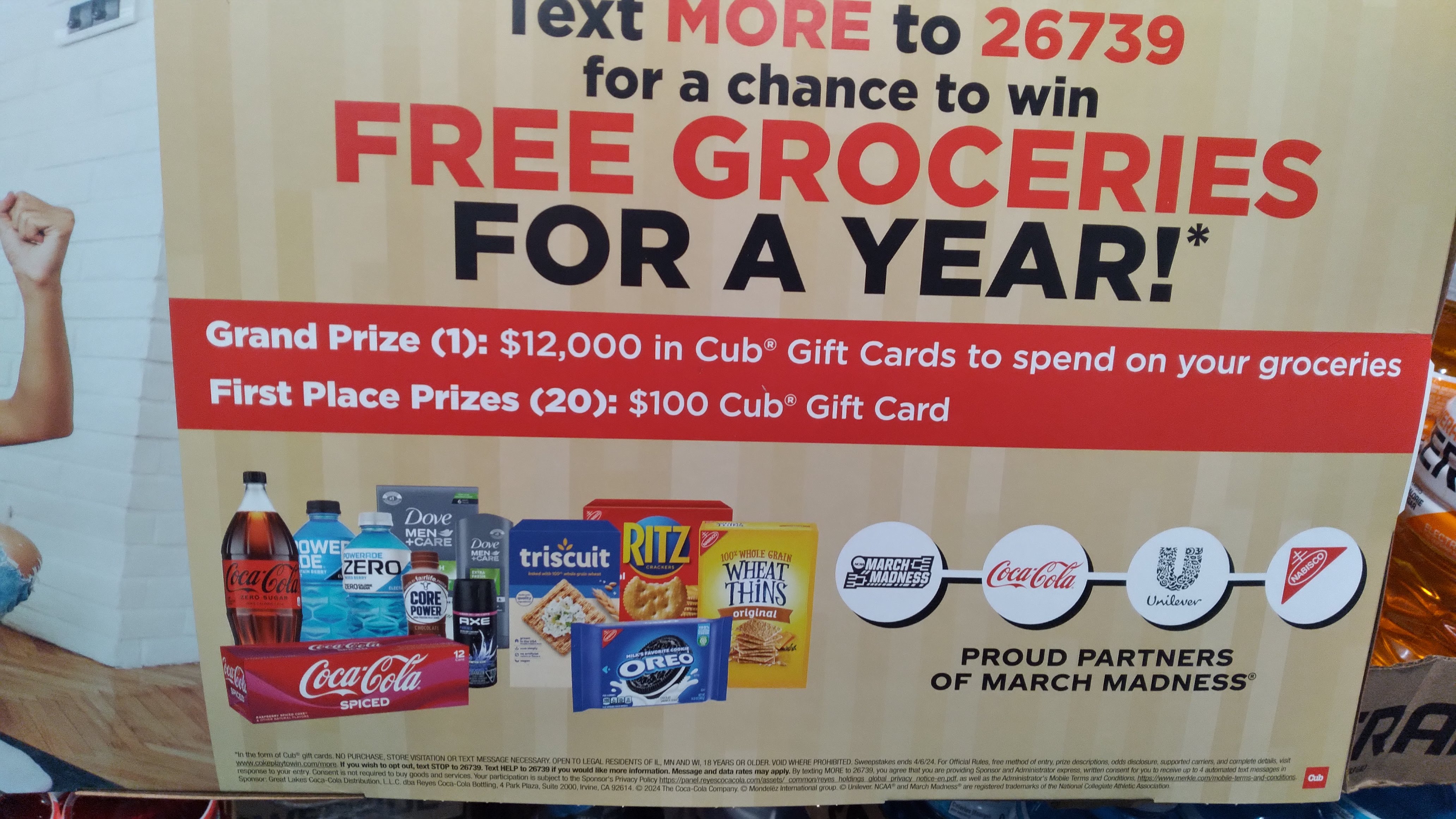 Cub Foods / Coke Play To Win Free Groceries for a Year Sweepstakes  (MN, IL and WI only)