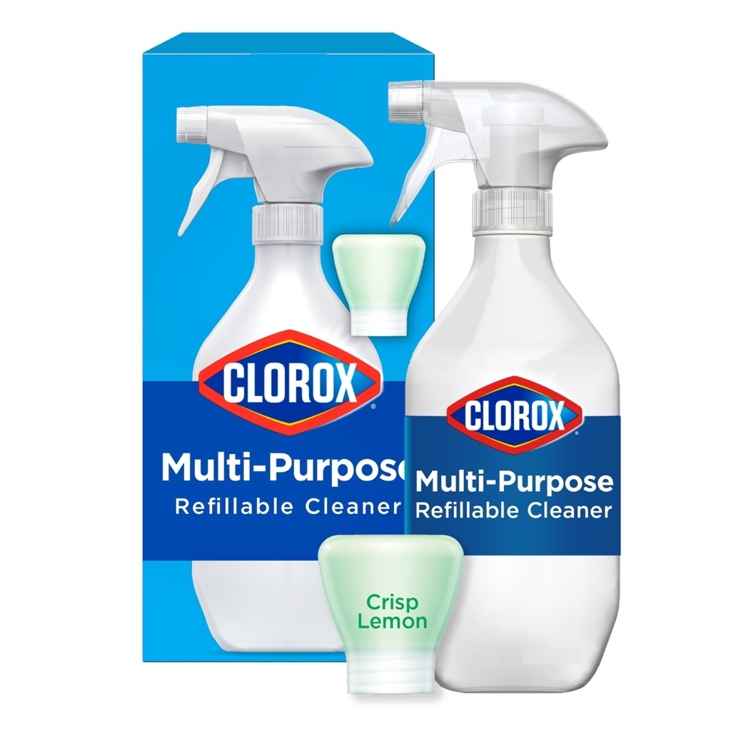 Clorox Multi-Purpose Cleaner System Starter Kit, 1 Bottle and 1 Refill, Crisp Lemon, 1.13 fl oz - $1.98
