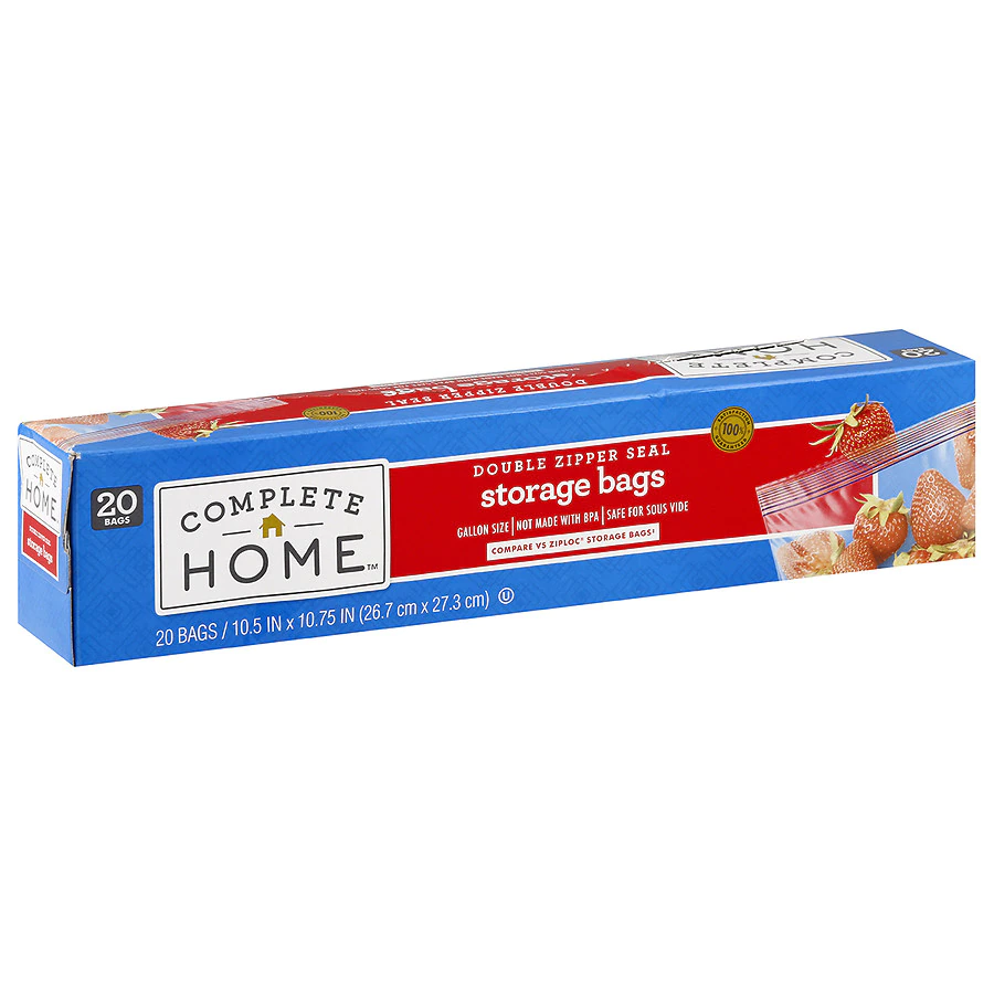 Nice! Storage Bags, Double Zipper Seal, Gallon Size - 20 bags