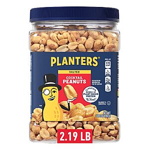 PLANTERS Salted Cocktail Peanuts, Party Snack, Salted Nuts, 35oz - Amazon Subscribe & Save $  4.2