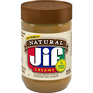 Jif Natural Creamy Peanut Butter Spread, 16 Ounces (Pack of 12), Contains 90% Peanuts $  14.35