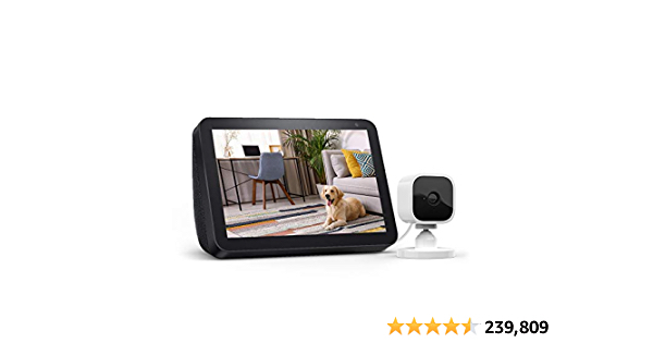Echo Show 8 Charcoal with Blink Mini Indoor Smart Security Camera, 1080 HD with Motion Detection - $64.99