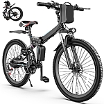 Gocio 500W Folding Electric Bike, 19 mph Electric Commuter Bike Mountain Bicycle, 48V Removable Battery, 21 Speed E-Bike, Compacted Damping Tires, Dual Shock Absorbers fo - $475.99