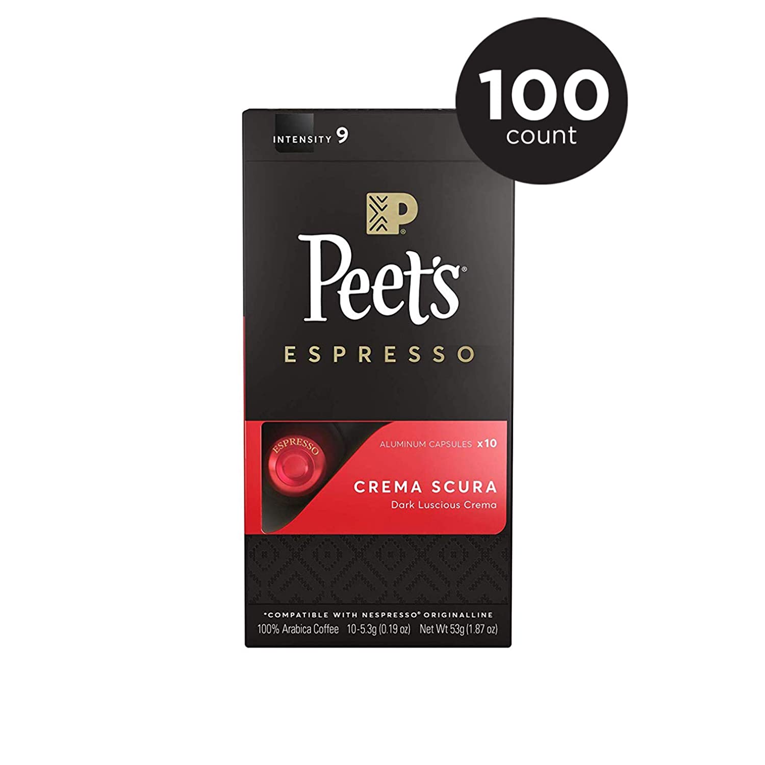 100 Ct Peet S Coffee Espresso Capsules Crema Scura Intensity 9