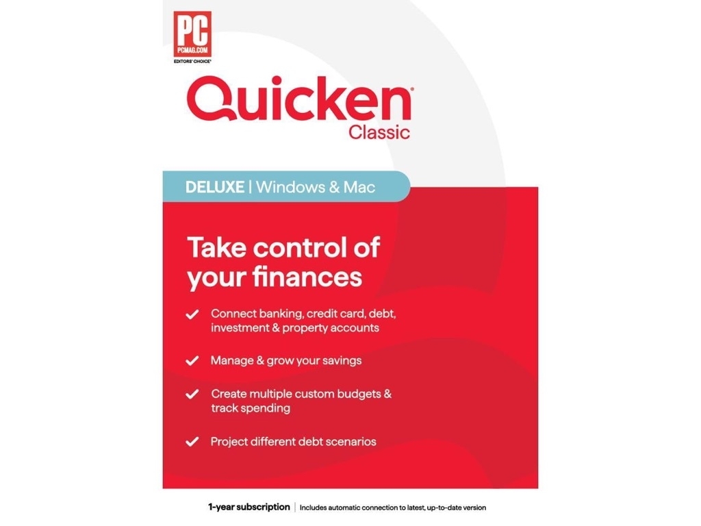 Quicken Classic Deluxe - 1 Year Subscription (Windows/Mac) [Key Card] - Walmart.com - $31.99