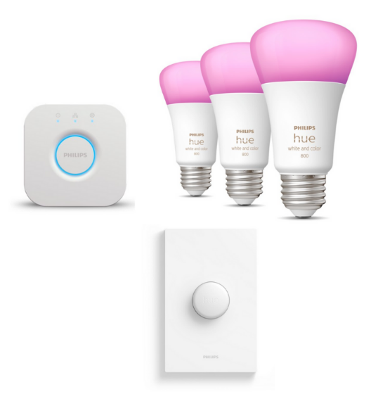 Philips Hue | White & Color Ambiance (3 Pack) + Bridge & Smart Button ($150 after promo code)