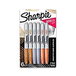 6 Count SHARPIE Metallic Permanent Markers, Fine Tip Marker Set, Assorted Metallic Markers $6.99 - Amazon