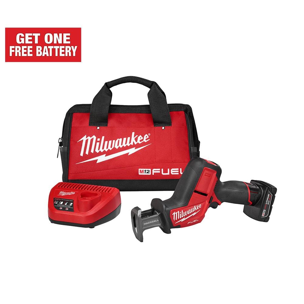 HD Hack - Milwaukee M12 FUEL 12V Lithium-Ion Brushless Cordless HACKZALL Reciprocating Saw Kit w/ One 4.0Ah Batteries Charger & Tool Bag $115