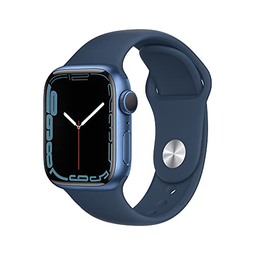 Apple Watch Series 7 [GPS 41mm] Smart Watch w/ Blue Aluminum Case with Abyss Blue Sport Band. Fitness Tracker, Blood Oxygen & ECG Apps, Always-On Retina Display, Water Re - $312