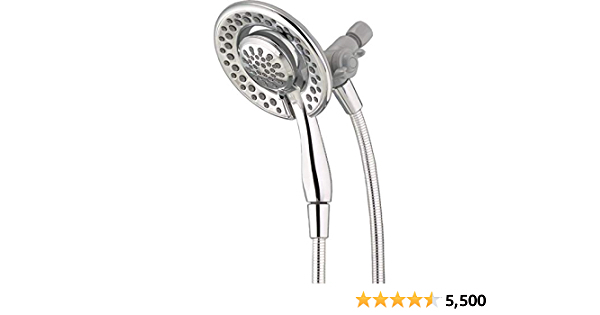 Delta Faucet 4-Spray In2ition 2-in-1 Dual Shower Head with Handheld, Touch-Clean Chrome Shower Head with Hose, Detachable Shower Head, Hand Held Shower Head - $35.99