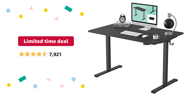 Limited-time deal: FLEXISPOT Adjustable Height Desk 40 x 24 Inches Small Standing Desk for Small Space Electric Sit Stand Home Office Table Computer Workstation (Black Fr - $186.99