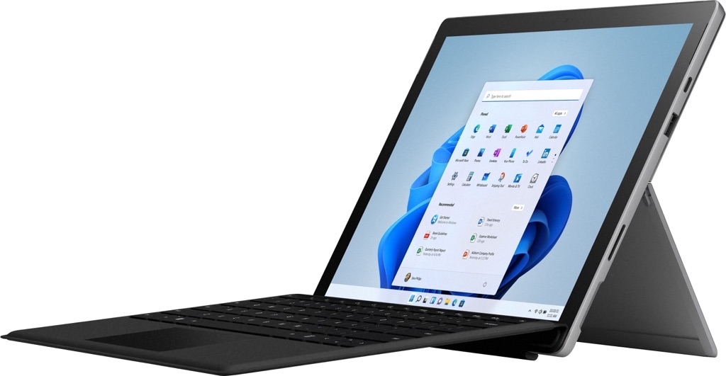 Microsoft Surface Pro 7+ 12.3” Touch Screen – Intel Core i3 – 8GB Memory – 128GB SSD with Black Type Cover (Latest Model) Platinum DTI-00001 - $599.99