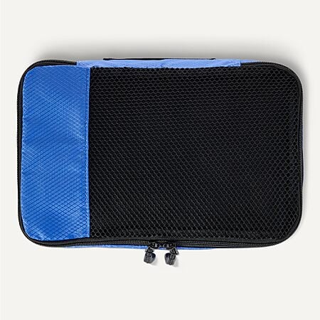 Amazon Essentials 4-Piece Packing Cubes Travel Accessories Set, Space-Saving Luggage Organizers with Double Zipper, Mesh Top, Small/Medium/Large/Slim, Blue $9.71