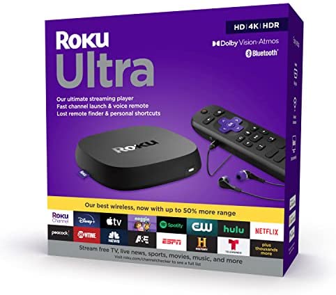 Roku Ultra (Latest) Streaming Device HD/4K/HDR/Dolby Vision with Dolby Atmos, Bluetooth Streaming - $69.00 + 10% Cashback Amazon Prime Card (Amazon.com)