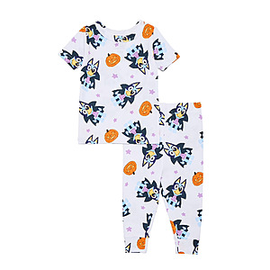 Toddler Halloween Graphic SS Shirt & Pant Pajama Set (Bluey, Stitch, More) 