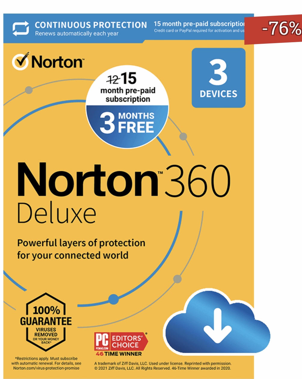 Norton 360 Deluxe 5 Devices 15 Months $18