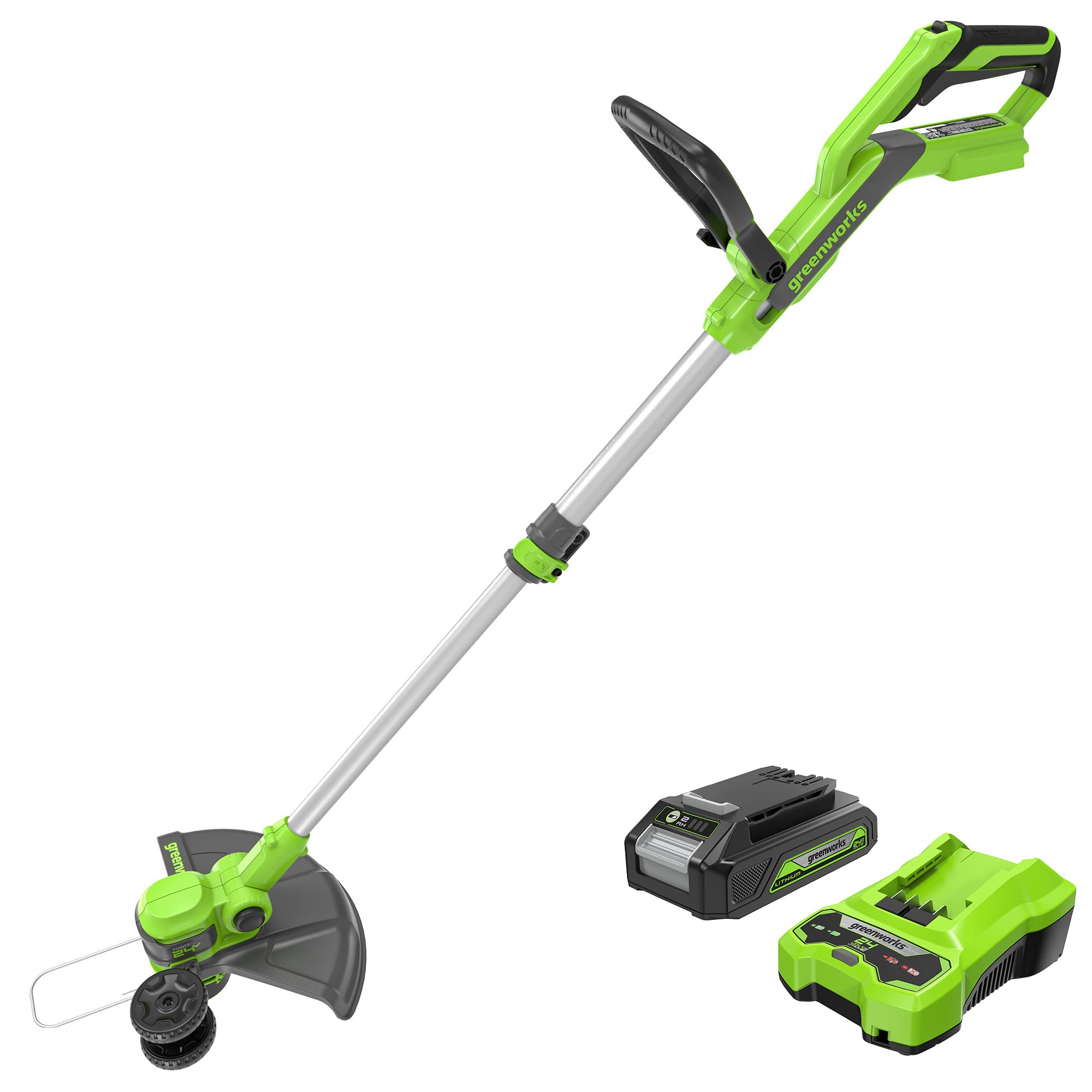 Greenworks 24V 12-Inch Cordless String Trimmer/Edger (Gen 2), 2.0Ah USB Battery and Charger Included $60