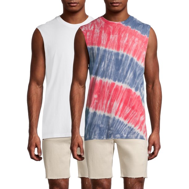 No Boundaries Men's Solid and Tie Dye Muscle Tank, 2-Pack $5