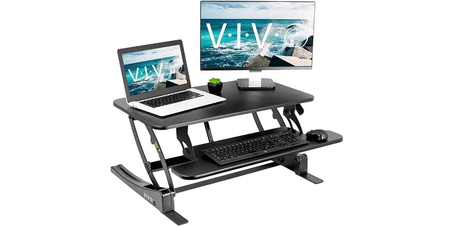 VIVO 32" Dual Standing Desk Riser - $79.99 - Free shipping for Prime members - $79.99
