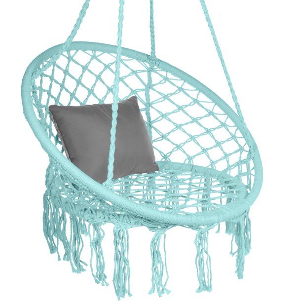 Best Choice Products Handwoven Cotton Macrame Hammock Hanging Chair Swing for Indoor & Outdoor Use w/ Backrest - Various colors $59.99
