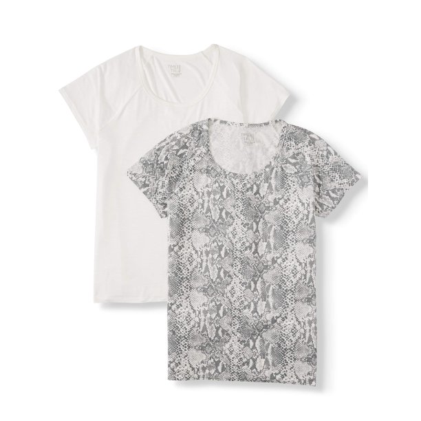 Time and Tru Women's Short-Sleeve Raglan T-Shirt, 2-Pack $10