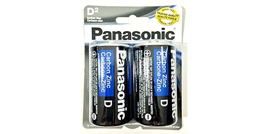 Panasonic D Batteries (2 Count) - $3.49 - Free shipping for Prime members - $3.49