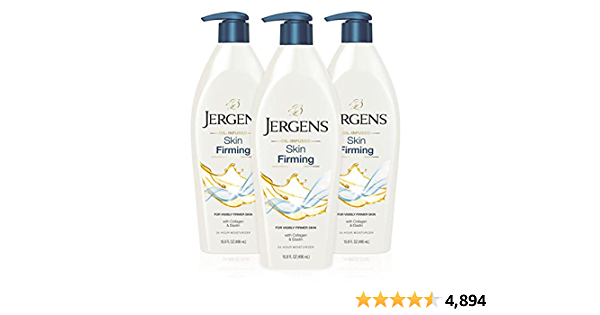 Jergens Skin Firming and Tightening Body Lotion, Dry Skin Moisturizer with Collagen & Elastin, Deep Moisture, Dermatologist Tested, 16.8 oz (Pack of 3) - $11.71